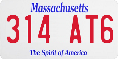 MA license plate 314AT6