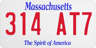 MA license plate 314AT7