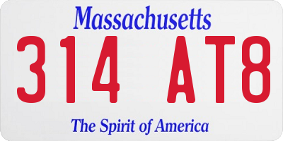 MA license plate 314AT8