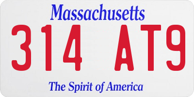 MA license plate 314AT9