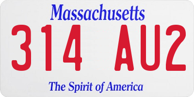 MA license plate 314AU2