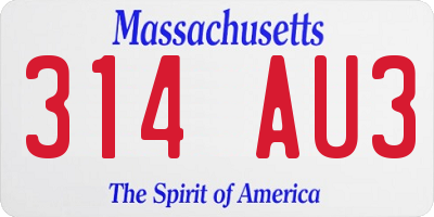 MA license plate 314AU3