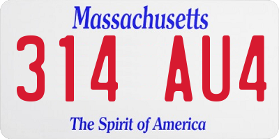 MA license plate 314AU4