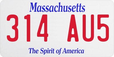 MA license plate 314AU5