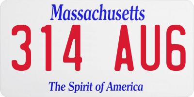 MA license plate 314AU6