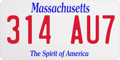 MA license plate 314AU7