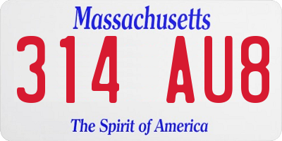 MA license plate 314AU8