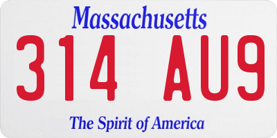 MA license plate 314AU9