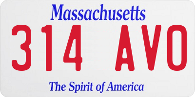 MA license plate 314AV0