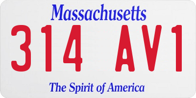 MA license plate 314AV1
