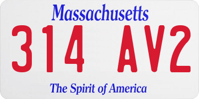 MA license plate 314AV2