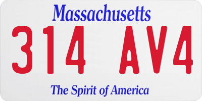 MA license plate 314AV4