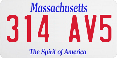 MA license plate 314AV5