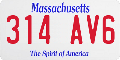 MA license plate 314AV6