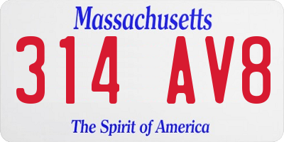 MA license plate 314AV8
