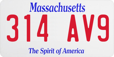 MA license plate 314AV9