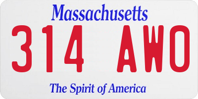 MA license plate 314AW0