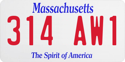 MA license plate 314AW1
