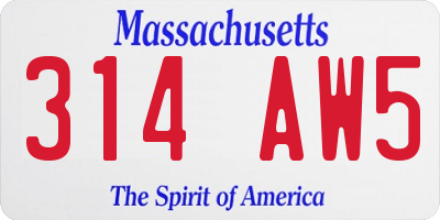 MA license plate 314AW5