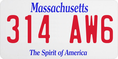MA license plate 314AW6