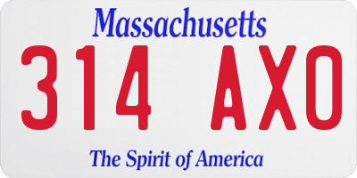 MA license plate 314AX0