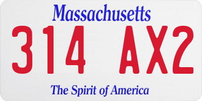 MA license plate 314AX2