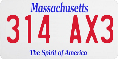 MA license plate 314AX3