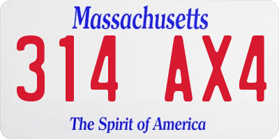 MA license plate 314AX4