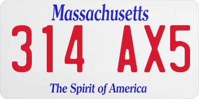 MA license plate 314AX5