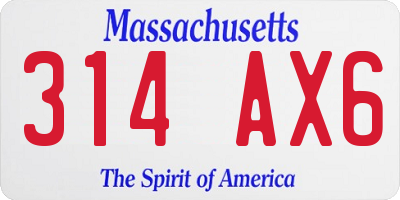 MA license plate 314AX6