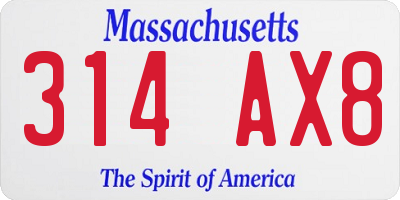 MA license plate 314AX8