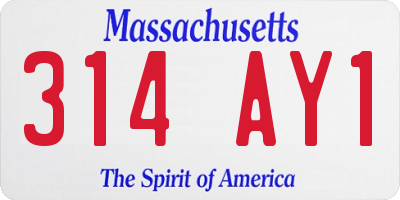 MA license plate 314AY1