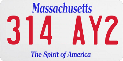 MA license plate 314AY2