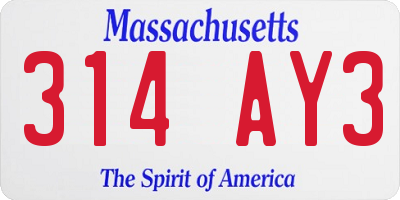 MA license plate 314AY3