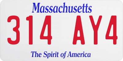 MA license plate 314AY4
