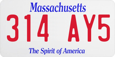 MA license plate 314AY5