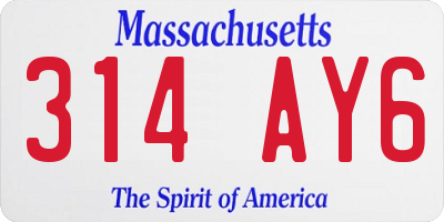 MA license plate 314AY6