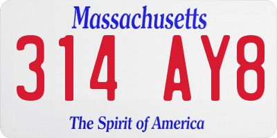 MA license plate 314AY8