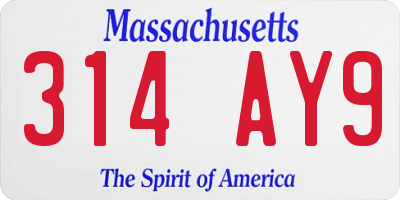 MA license plate 314AY9
