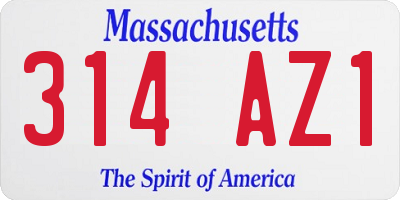 MA license plate 314AZ1