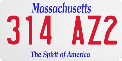 MA license plate 314AZ2