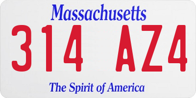 MA license plate 314AZ4