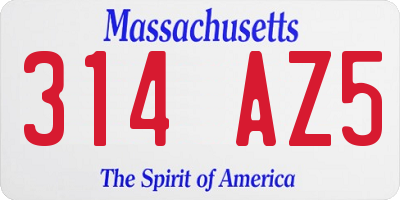 MA license plate 314AZ5