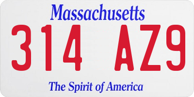 MA license plate 314AZ9