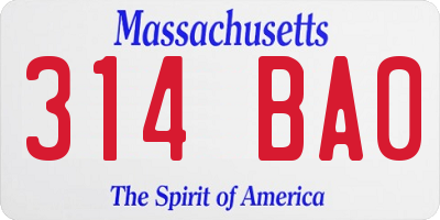 MA license plate 314BA0
