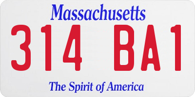 MA license plate 314BA1