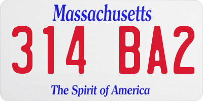 MA license plate 314BA2