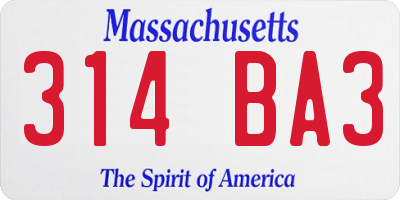 MA license plate 314BA3