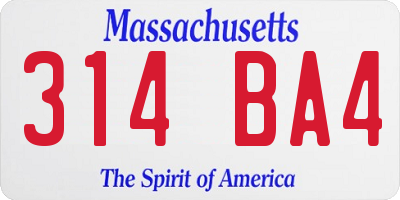 MA license plate 314BA4