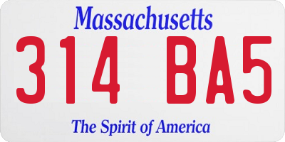 MA license plate 314BA5